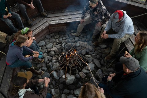 Make s'mores around the campfire at Wood River Lodge