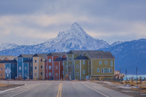 Large picture windows provide views of Kachemak Bay