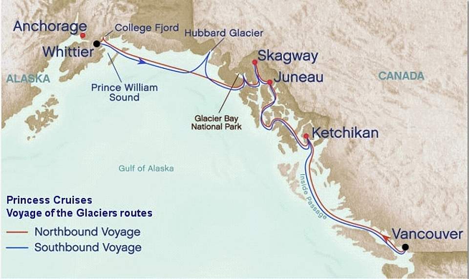 Map Of Alaska Cruise Ship Routes - Map of world