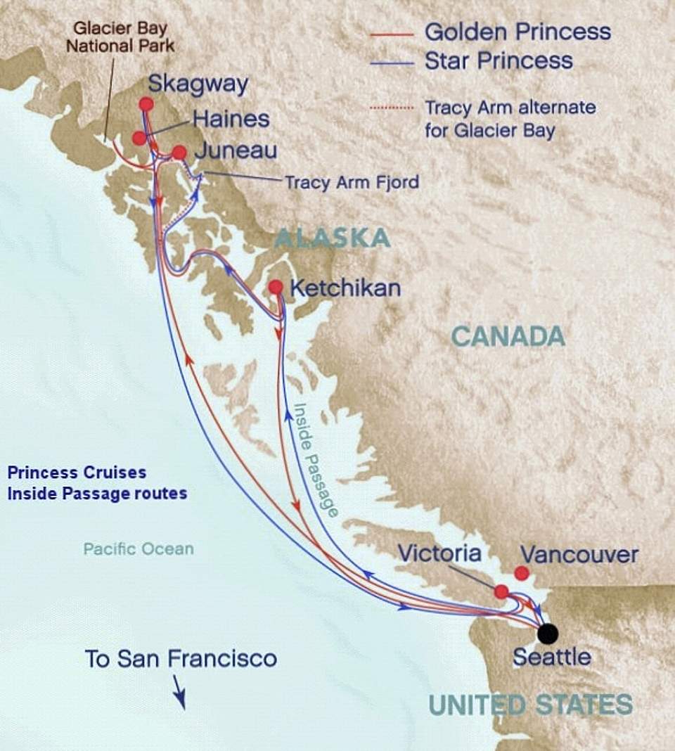 Alaska Inside Passage Cruise Route Map