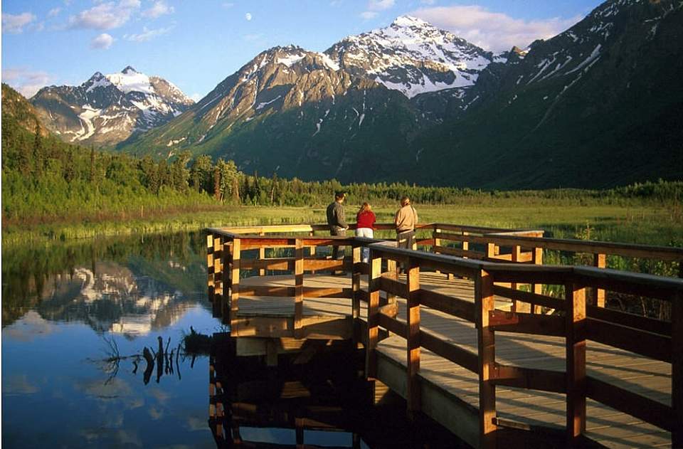 See the action of salmon swimming upriver from the salmon viewing deck at the Eagle River Nature Center.