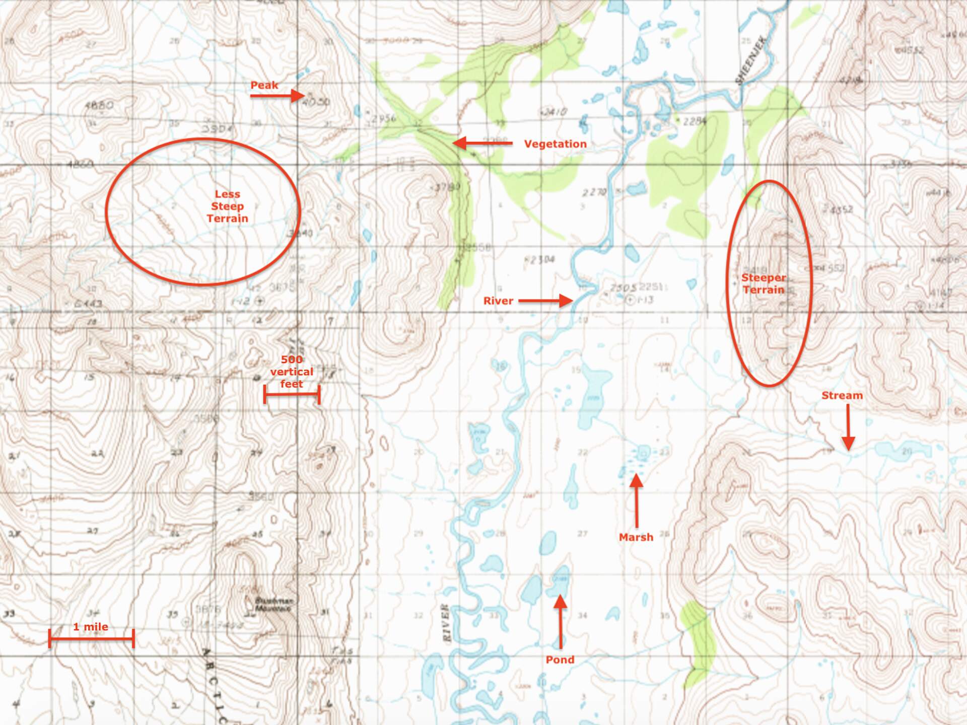 Haley Johnston AC Image Backcountry Navigation Topo with Explanation