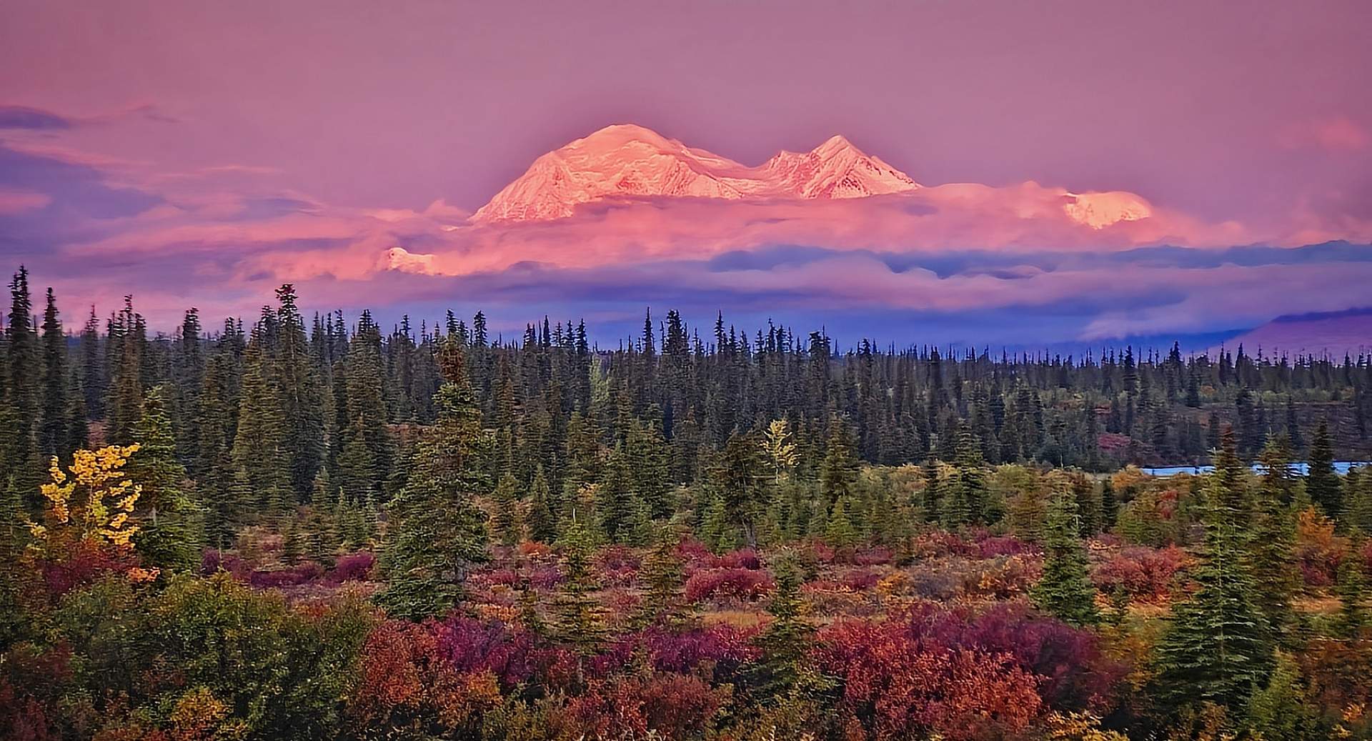 Sunrise on Mount Denali - Mile 132 (approx.)