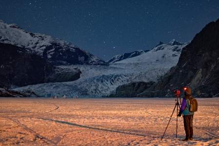 Humans mendenhall glacier donna johnson cold starry night