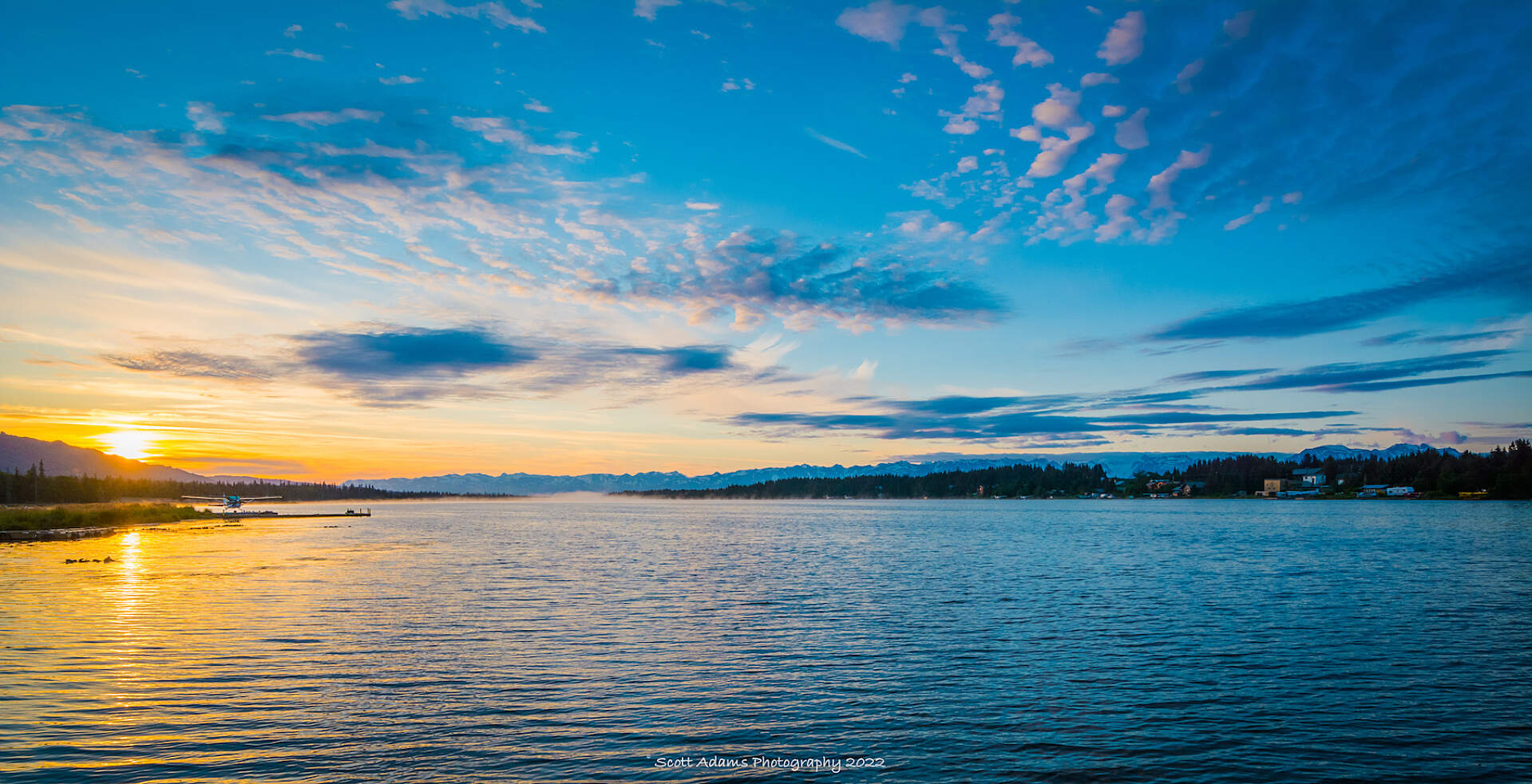 Sunrise over the Homer Spit in Alaska.