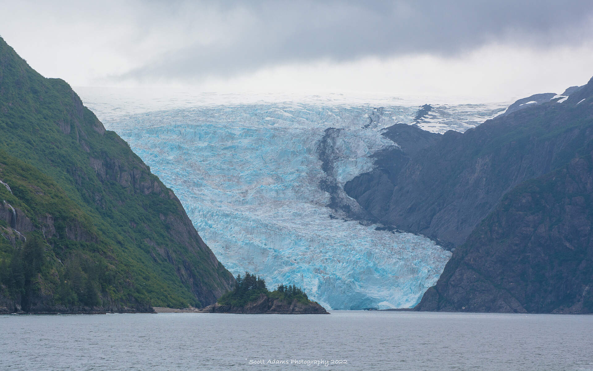 A glacier meets the ocean in Kenai Fjords National Park, Alaska.