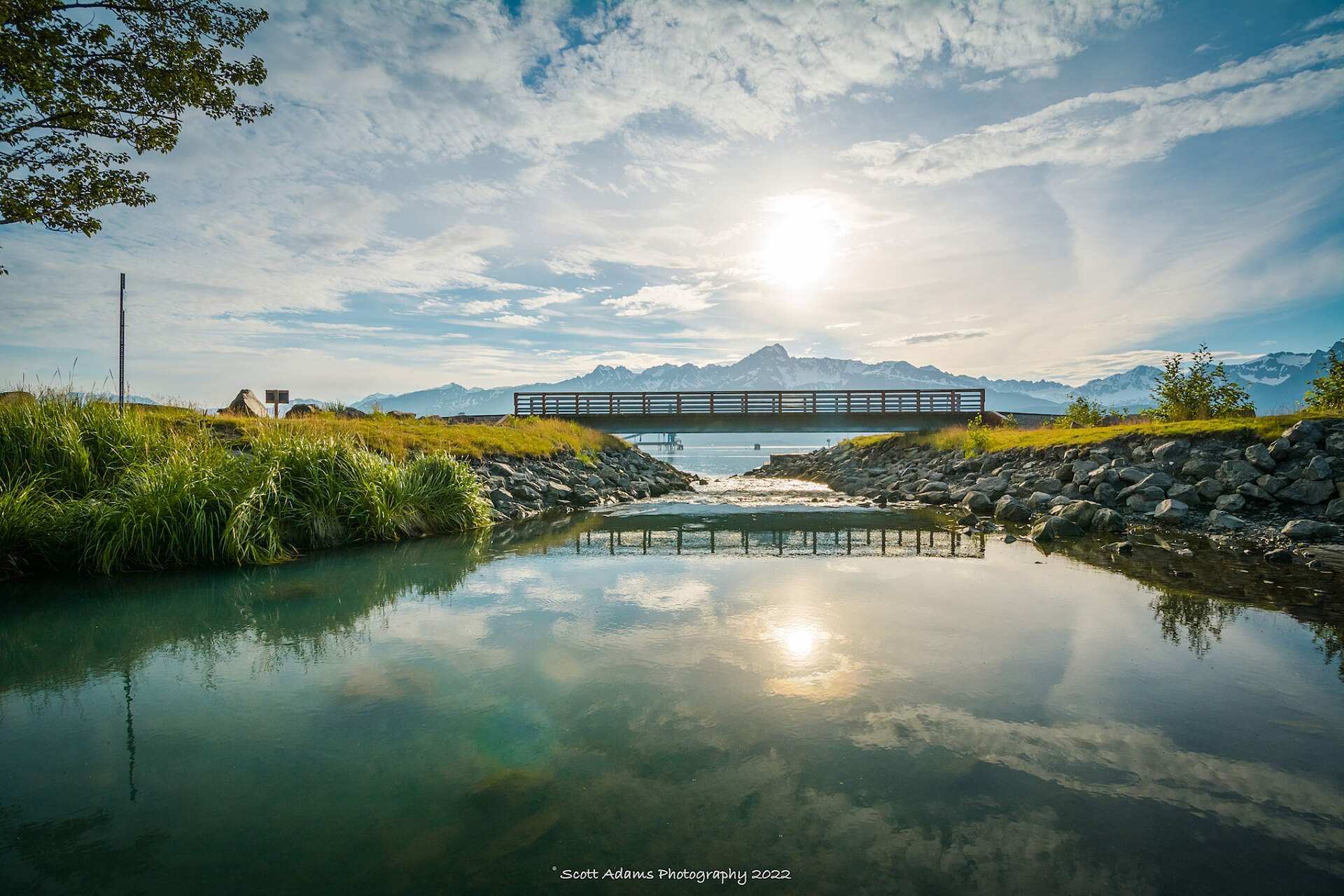 The sun hits the harbor in Seward, Alaska.