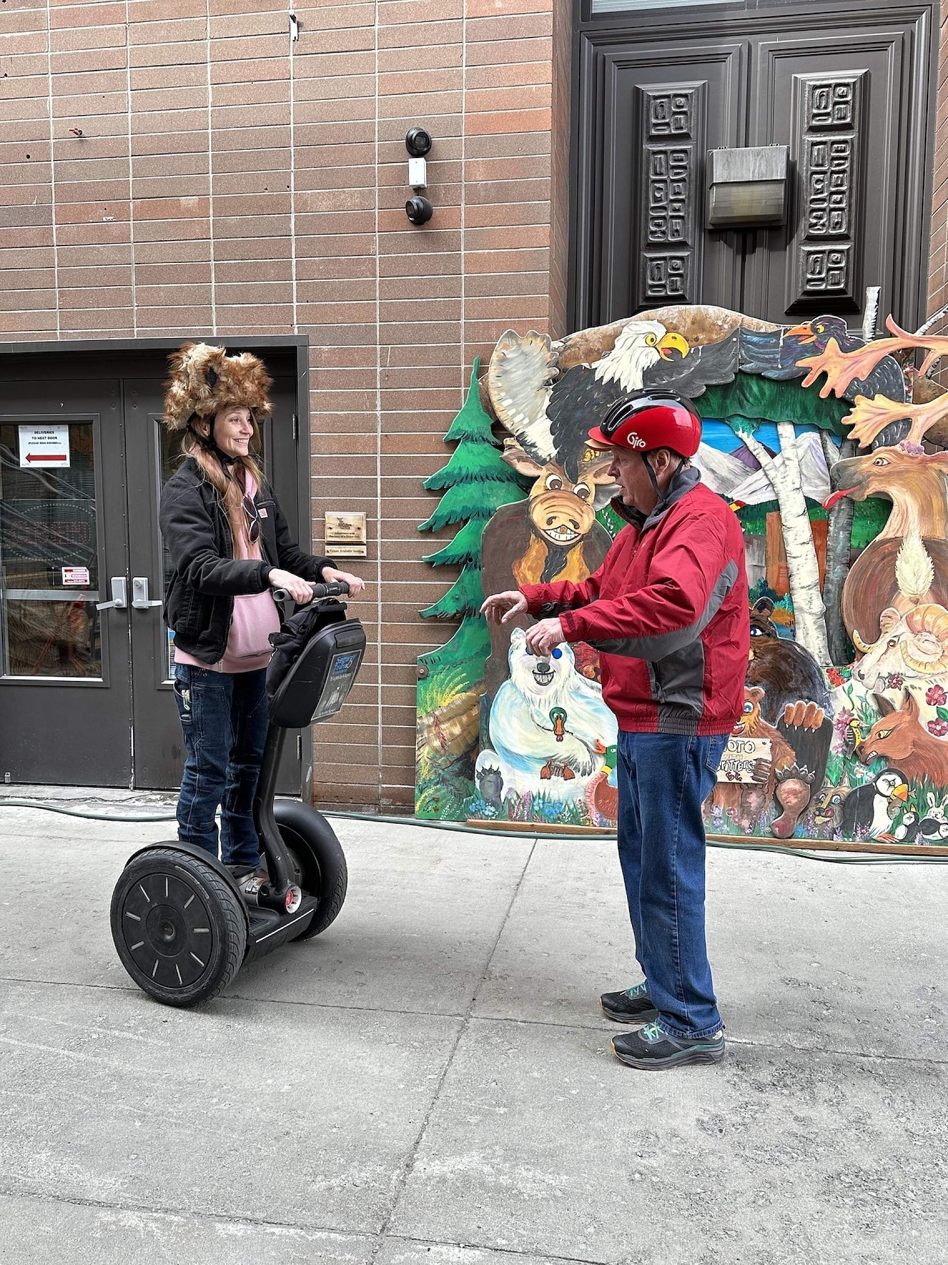 We get an introductory overview of how to ride a Segway before our tour in Anchorage.