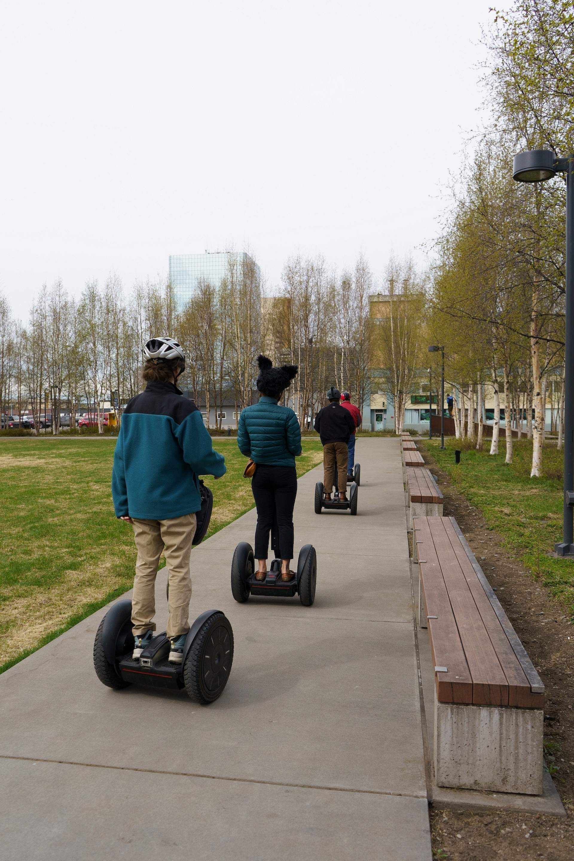 A tour group rides their Segways in Anchorage, Alaska.