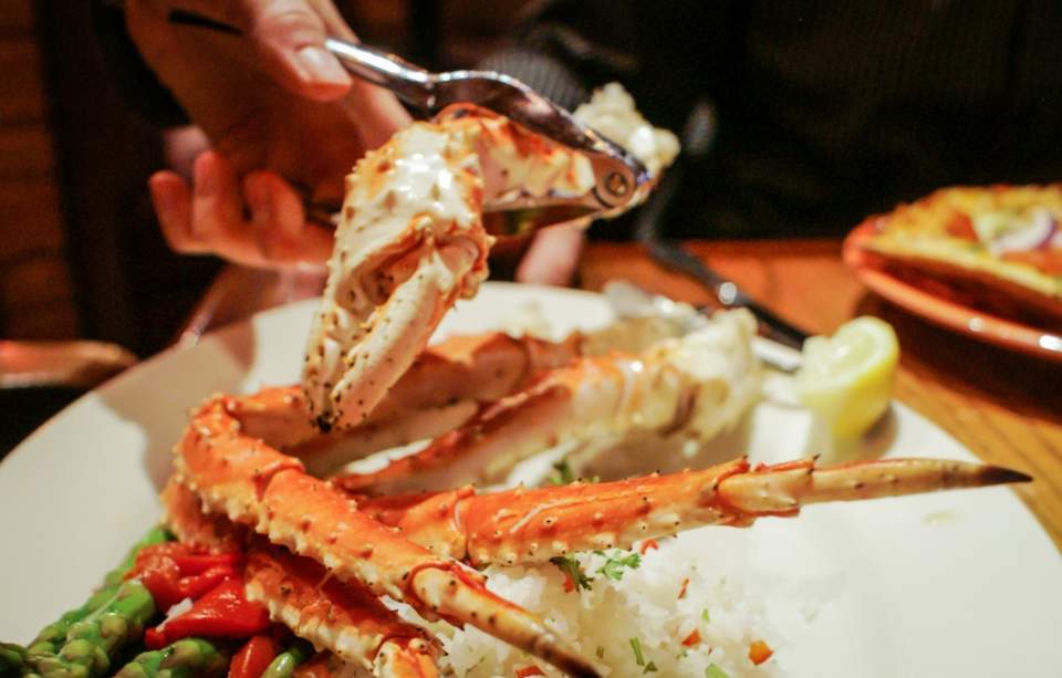 Plate of crab legs from Glacier Brewhouse