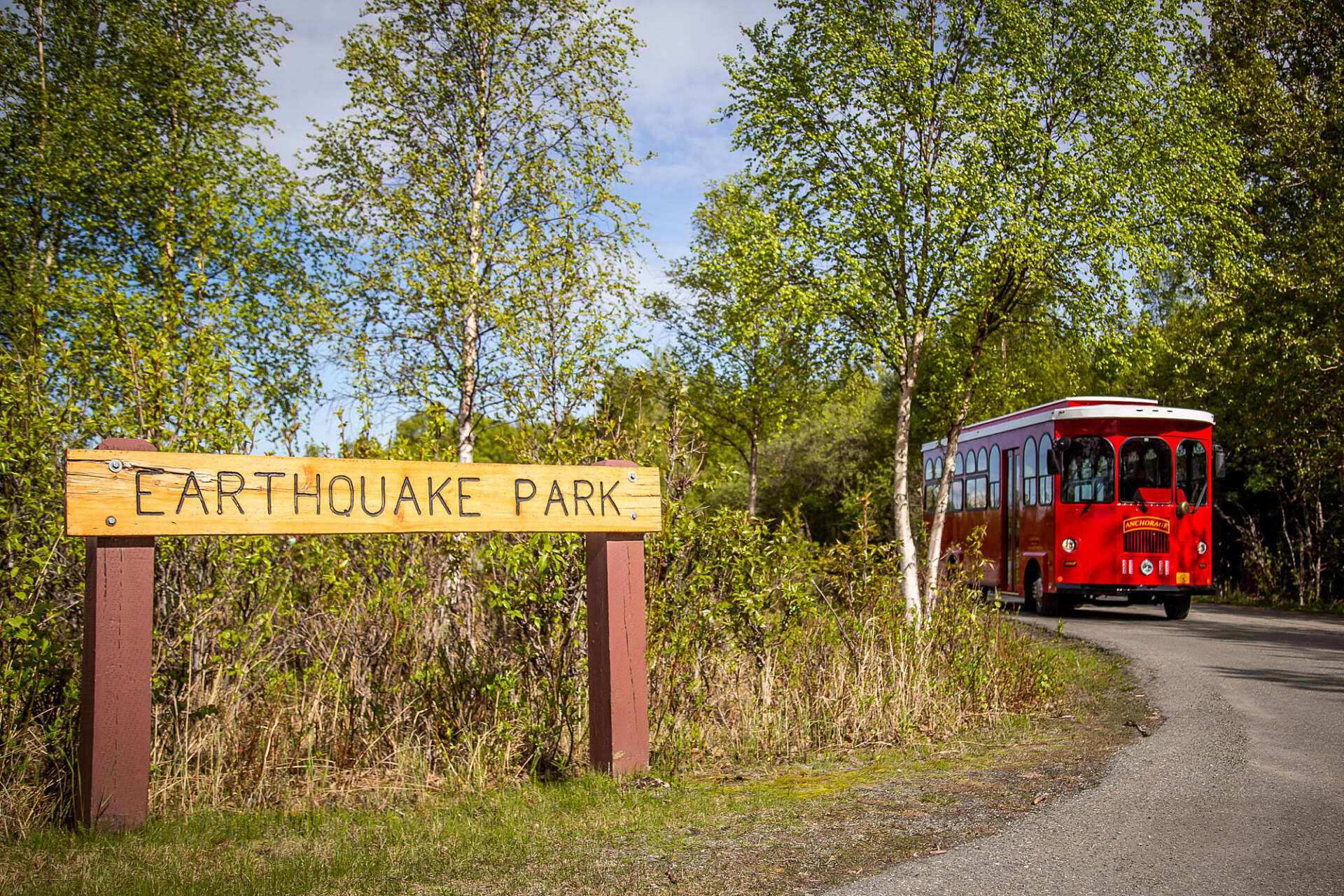 Anchorage Trolley Visits Earthquake park