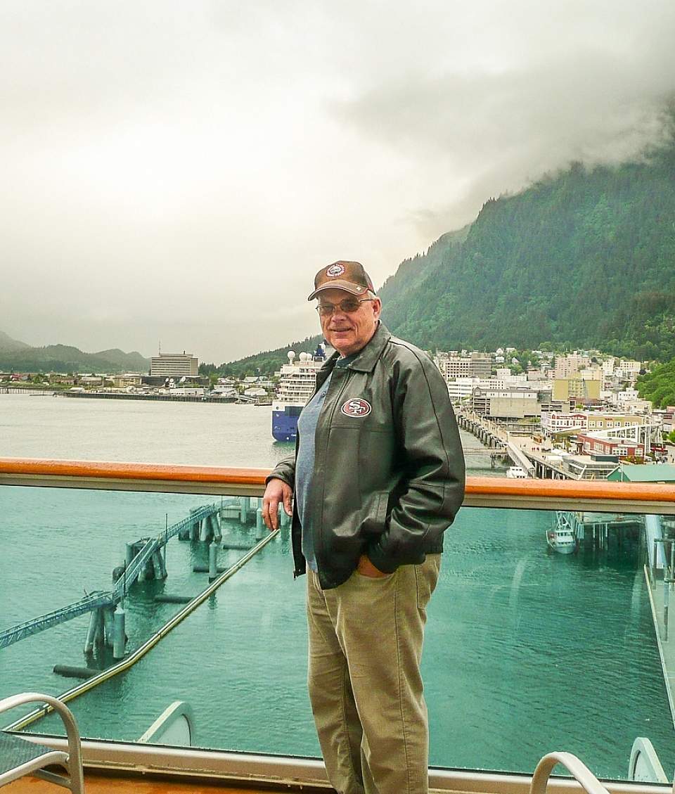 John on the deck of a cruise ship in Juneau, Alaska