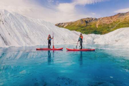 Outbound heli blue glacier pools 1