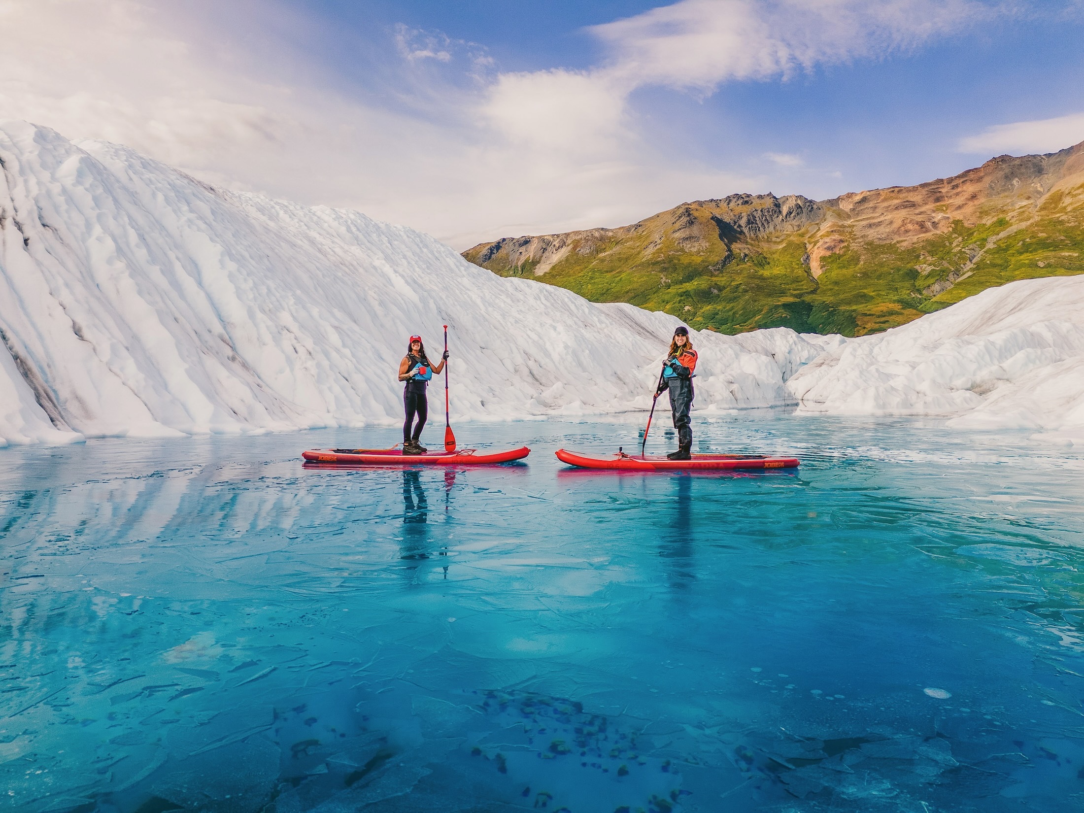 Outbound heli blue glacier pools 1