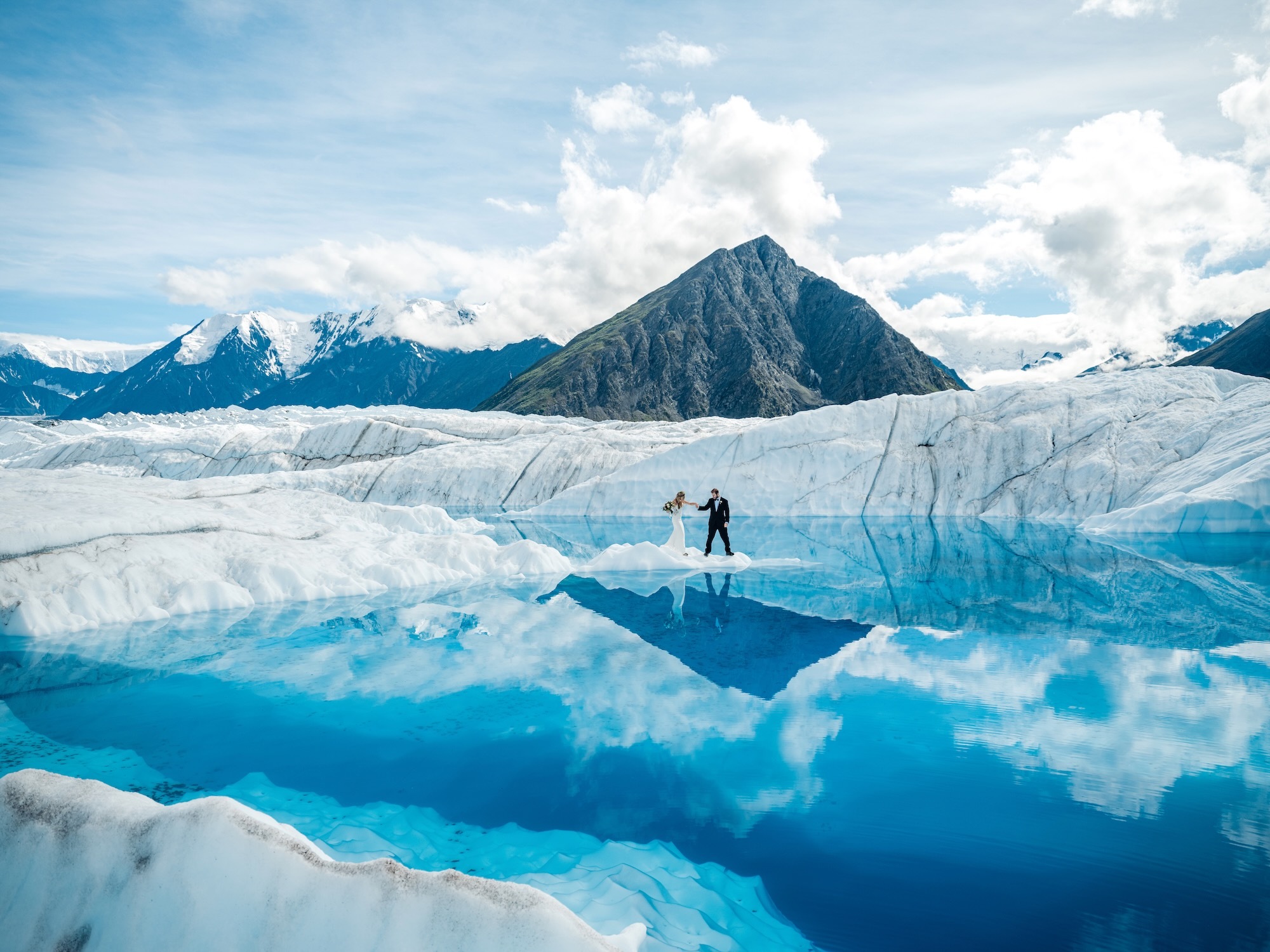 Outbound heli blue glacier pools 3