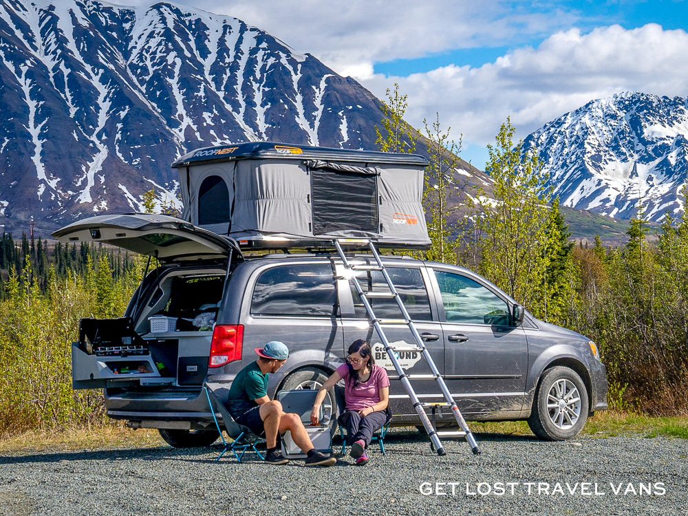 Photos of different campervan and rv rentals available in Alaska.