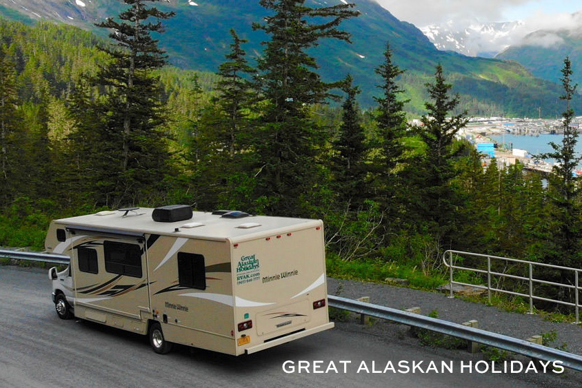 Photos of different campervan and rv rentals available in Alaska.