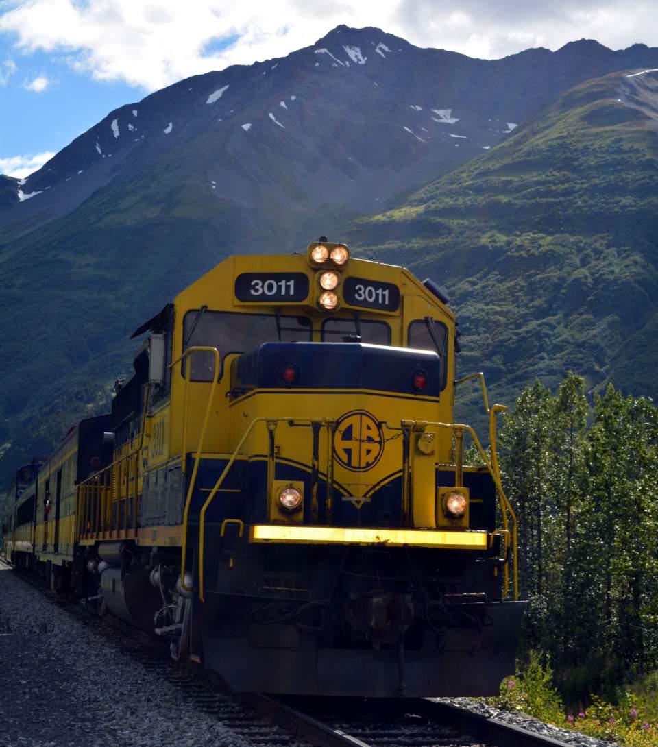 An Alaska Railroad Train at the Whistle Stop