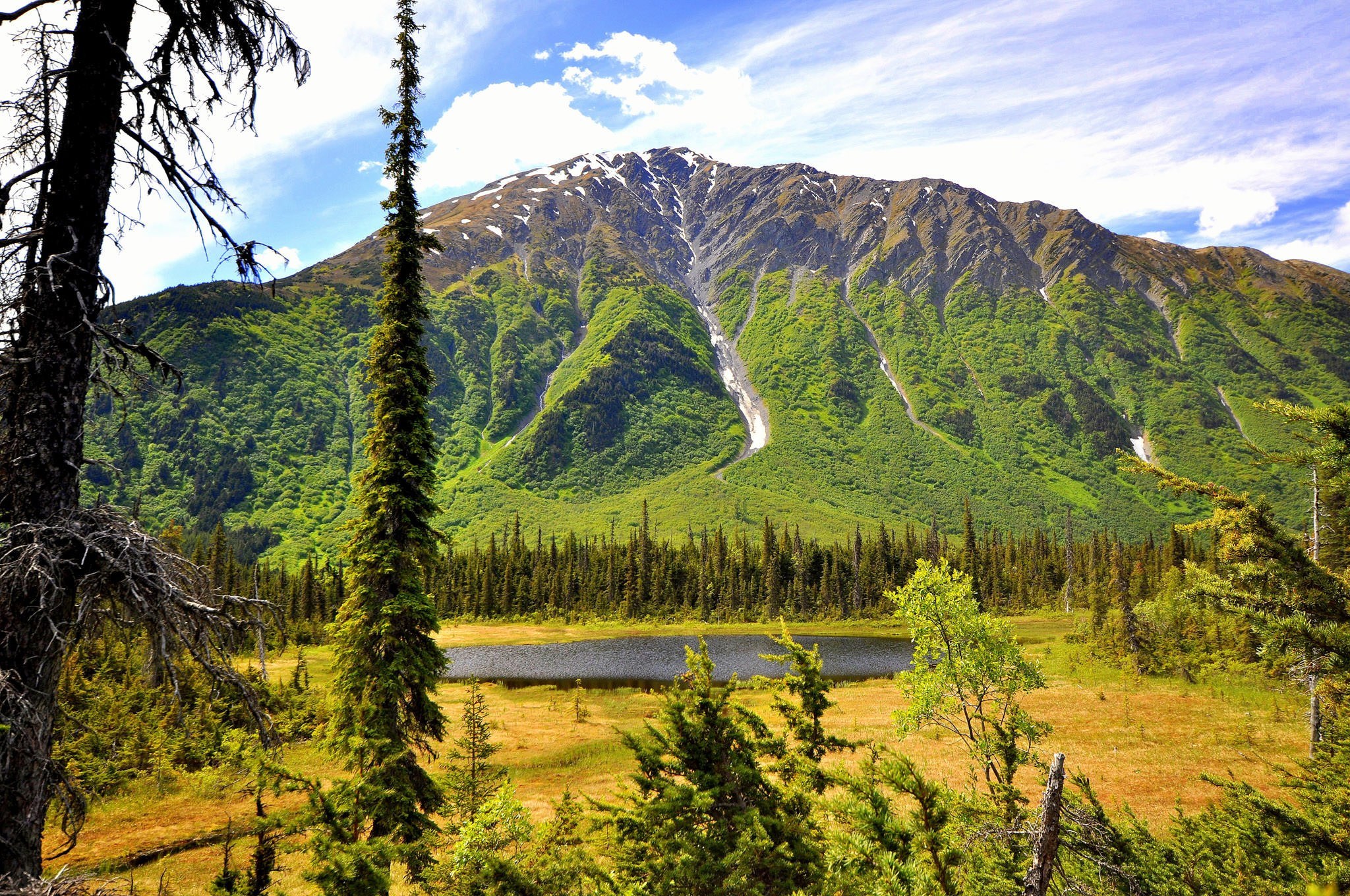 A lake and mountain in the Alaska backcountry