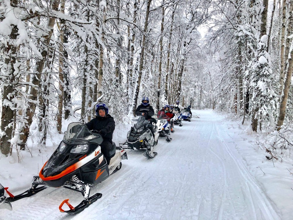Guests adventure through a winter wonderland with Snowhook Adventure Guides