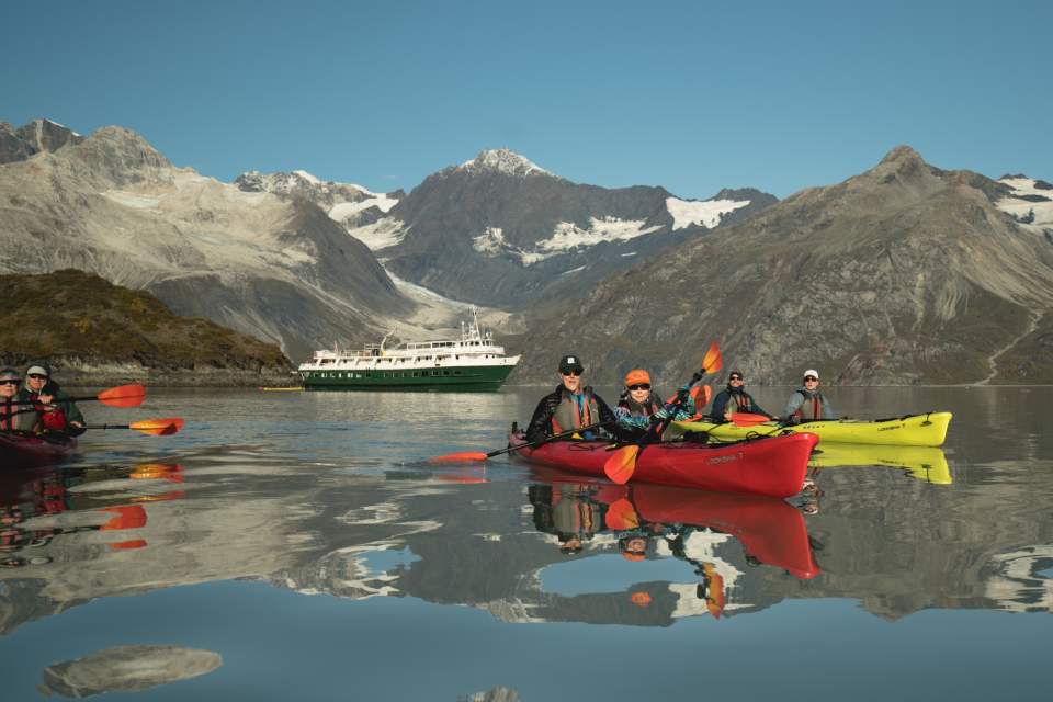 Liz Galloway Dan Blanchard Kayaking in Glacier Bay with Wilderness Adventurer