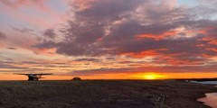 Delta junction Camping Battle Rock at sunset