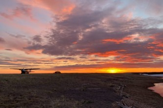 Delta junction Camping Battle Rock at sunset