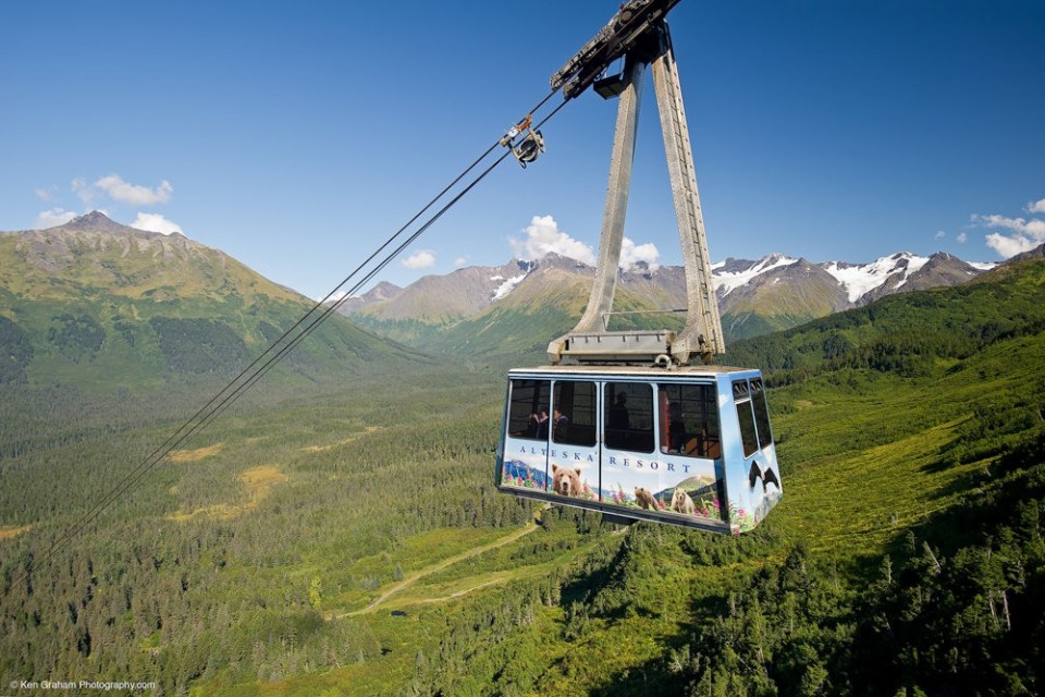 View breathtaking panoramic views of mountains from Girdwood Trams