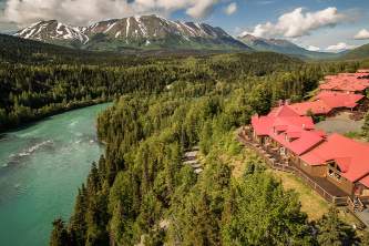 Kenai peninsula hotels lodges Exterior Aerial Kenai and river kpl 04