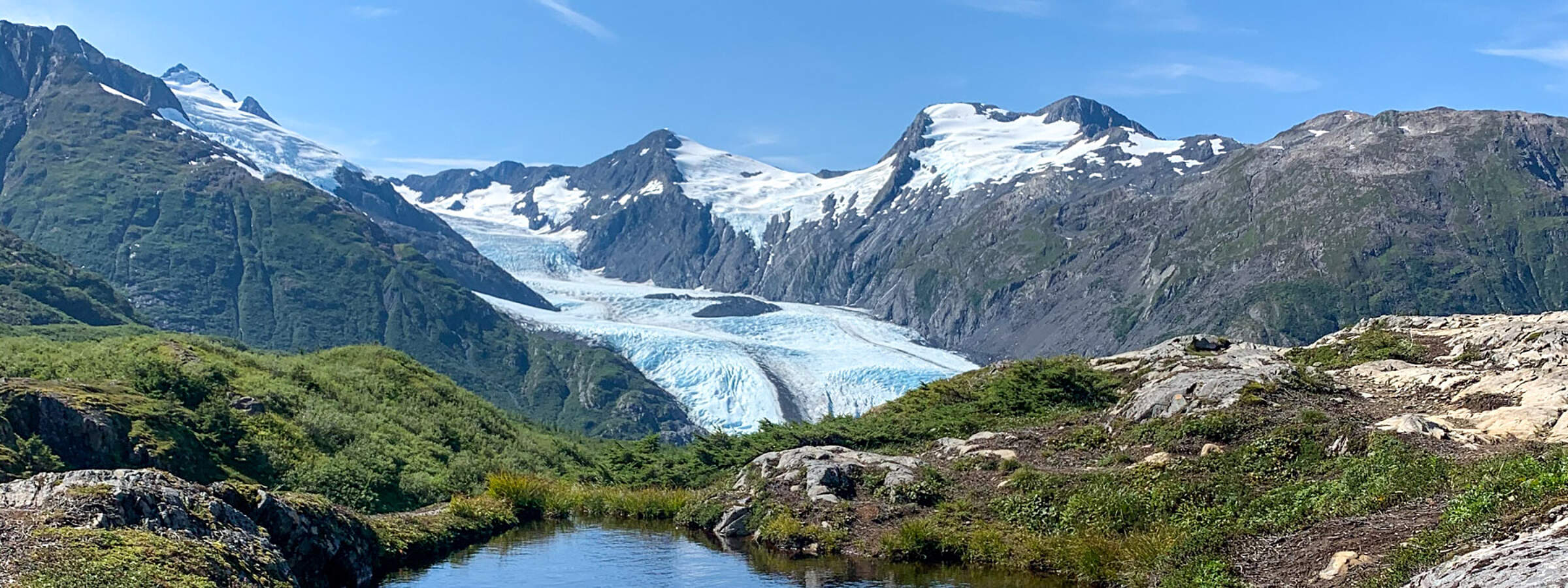 View of Portage Glacier from the Portage Pass Trail which begins in Whittier, Alaska