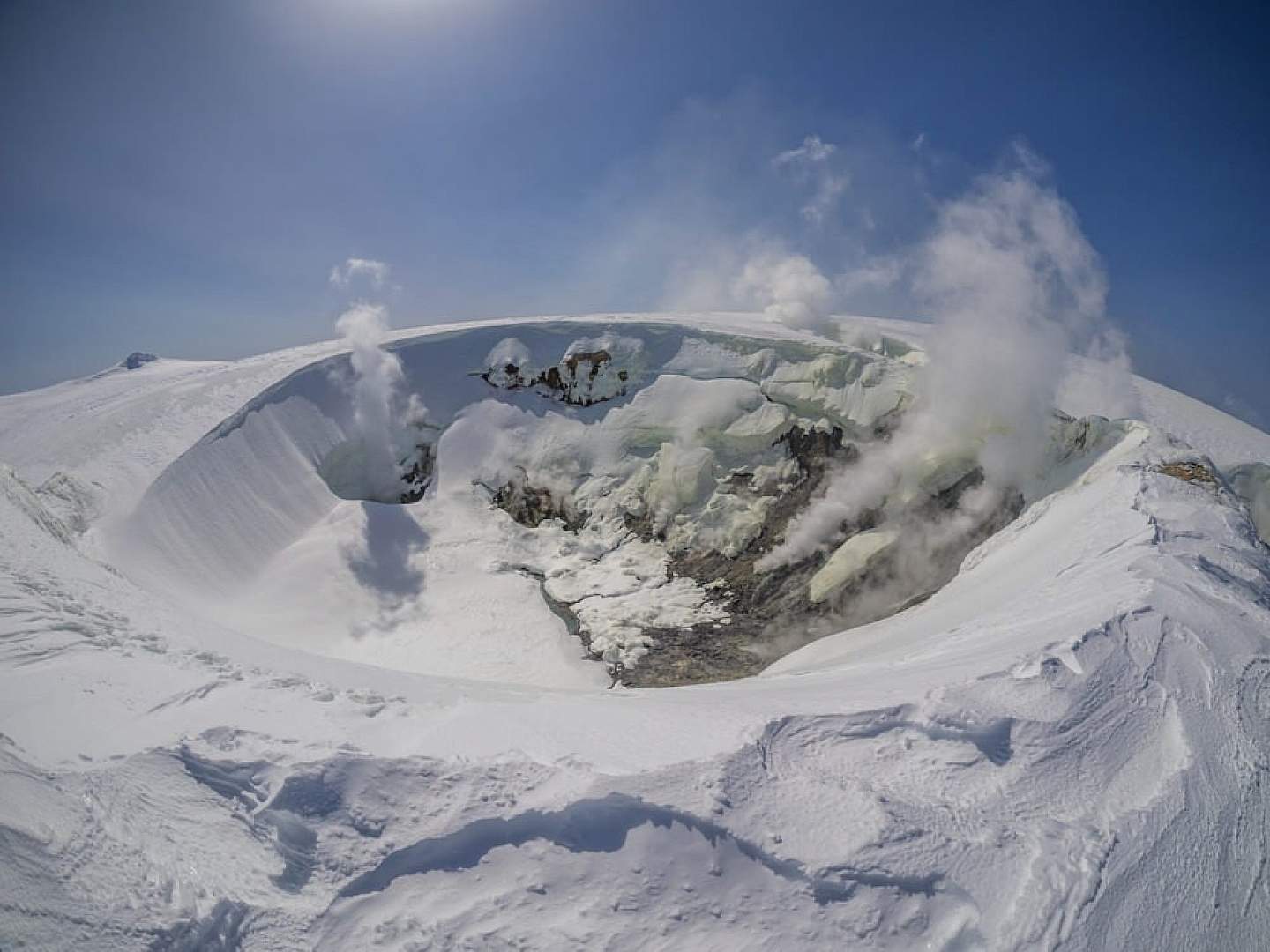 Makushin Volcano near Unalaska releases steam