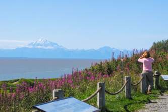 Kenai peninsula audio guide Kenai Old Town view Mt Redoubt