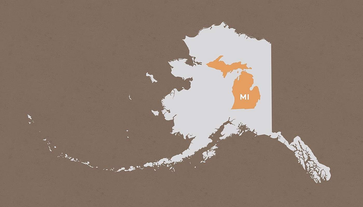 Michigan compared to Alaska