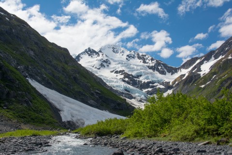 Hike to Byron Glacier in the evening to search for ice worms