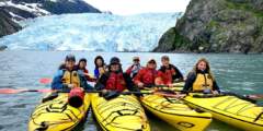 Gondwana Ecotours Glaciers Grizzlies D3 guests kayaking in Kenai Fjords National Park Kirsten Marquez