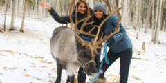 Gondwana Ecotours Northern Lights D4 Guests with reindeer Kirsten Marquez
