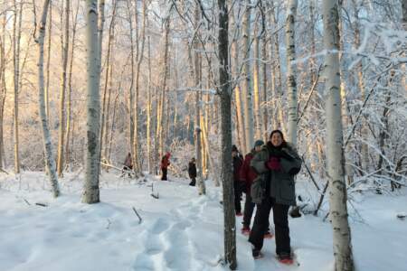 Gondwana Ecotours Northern Lights D1 Guests Snowshoeing Kirsten Marquez