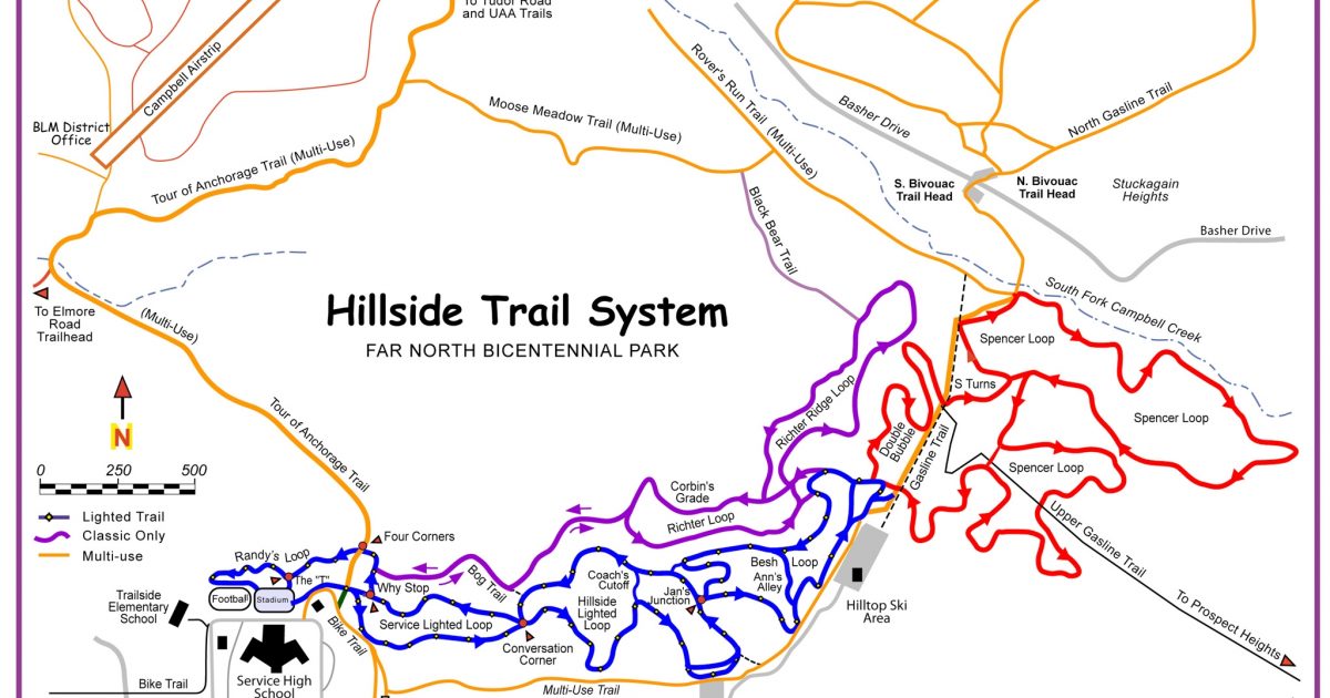 Hilltop Ski Area Map Abbott Trail | Alaska.org