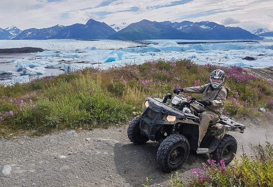 Travel by ATV to a remote Alaska glacier