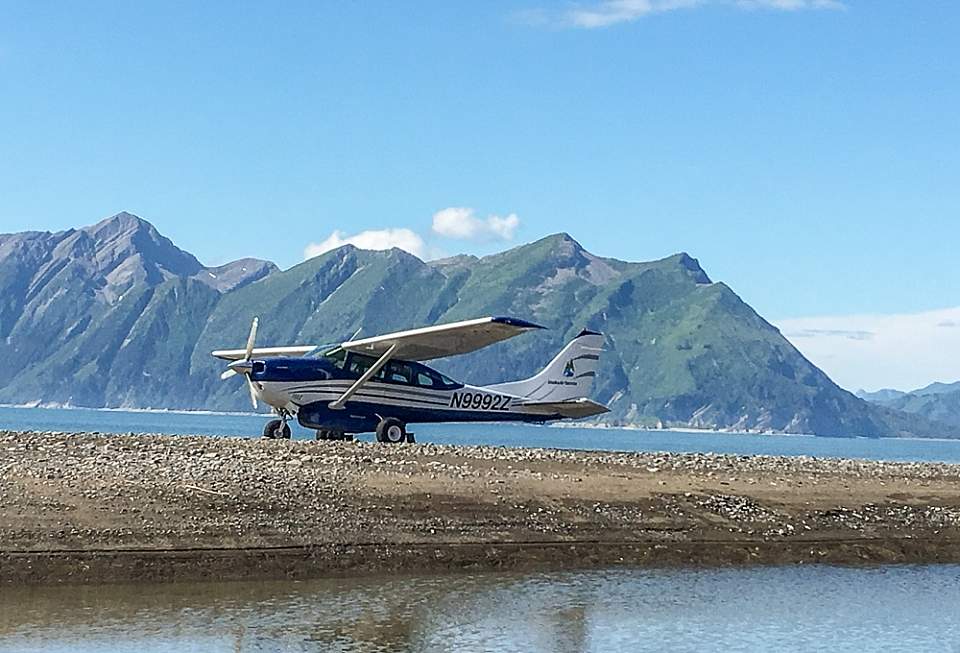Airplane lands on remote beach in Alaska