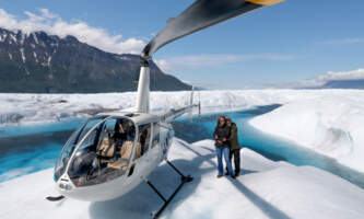 Glacier Landing Couple 1 of 1 Dawn Campbell2024 Updated Photosalaska org alaska helicopter tours