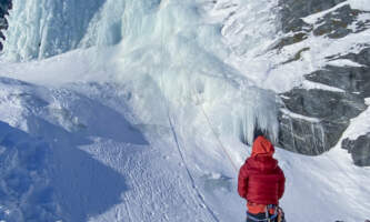 Alaska Helicopter Tours Ice Falls with climbers Dawn Campbell