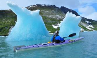 Alaska mountain guides sea kayaking Ice berg solo kayak2019