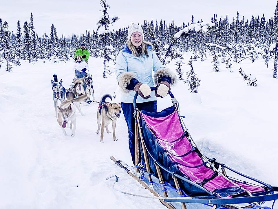 Winter tours give you the choice to ride in the sled, or mush your own!