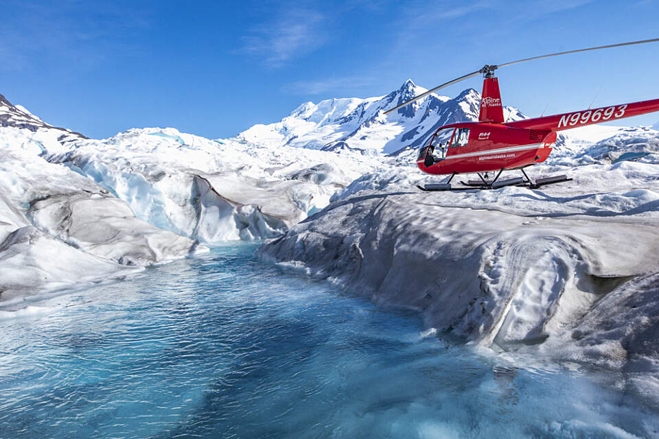 View the stunning tidewater glaciers of Prince William Sound from above
