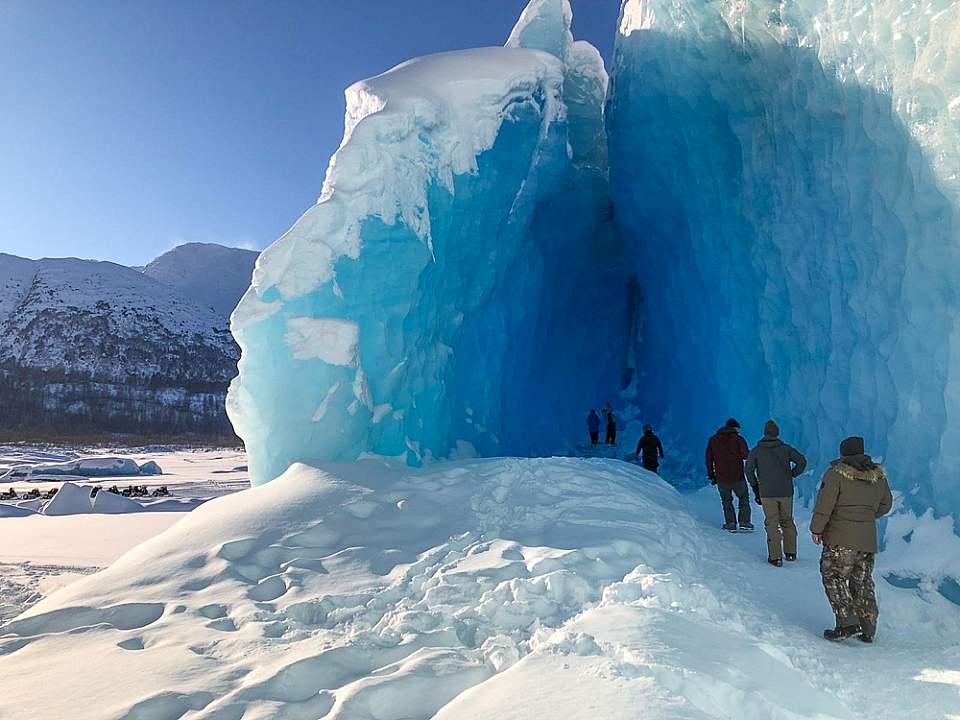 Explore the ice caves of Spencer Glacier