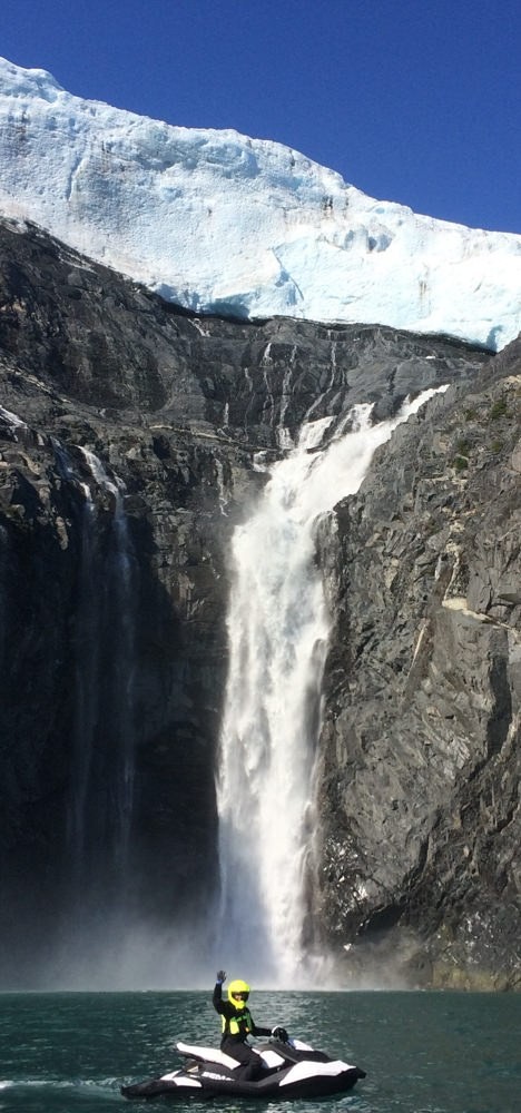 Get up close and personal with the astonishing beauty of Explorer Glacier Waterfall