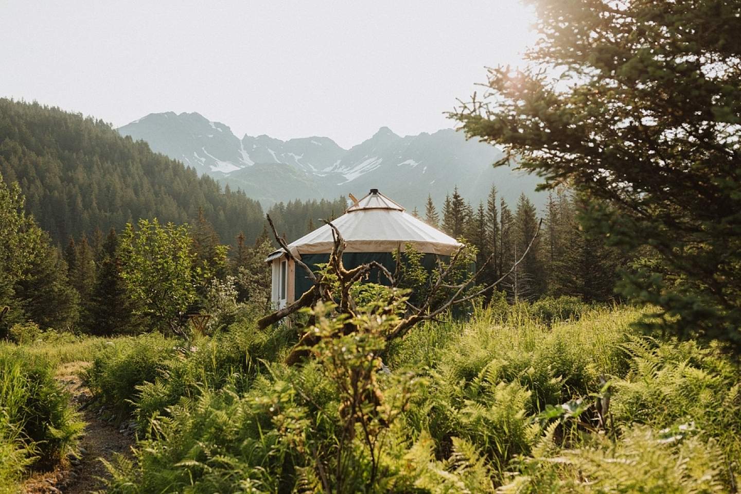 Stay the night by glamping in a yurt at Bear Glacier