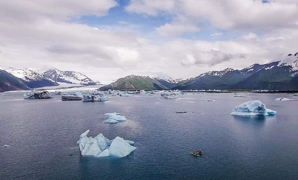 Paddle around massive icebergs that have calved from Bear Glacier on a half or full day trip.