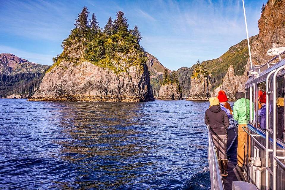 Enjoy a wildlife cruise from Seward on board Liquid Adventure's intimate, custom-built vessel. Then launch kayaks directly from the boat to explore.
